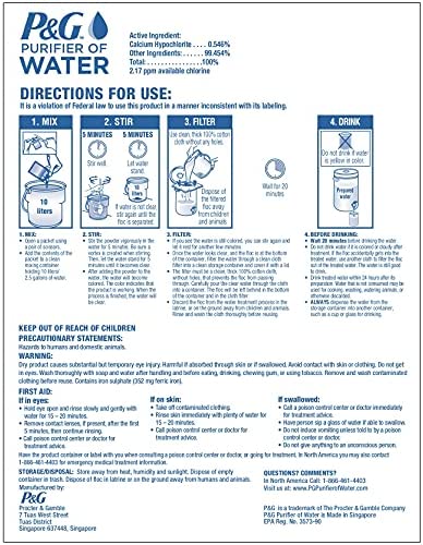 P&G Purifier of Water Portable Water Purifier Packets (Box of 240 Packets). Emergency Water Filter Purification Powder Packs for Camping. Hiking. Backpacking. Hunting. and Traveling.
