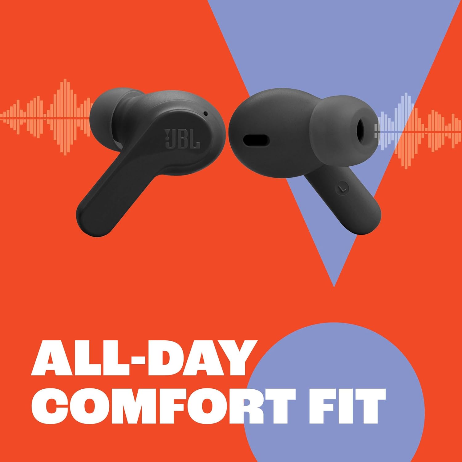 True wireless earbuds featuring JBL's signature deep bass sound.