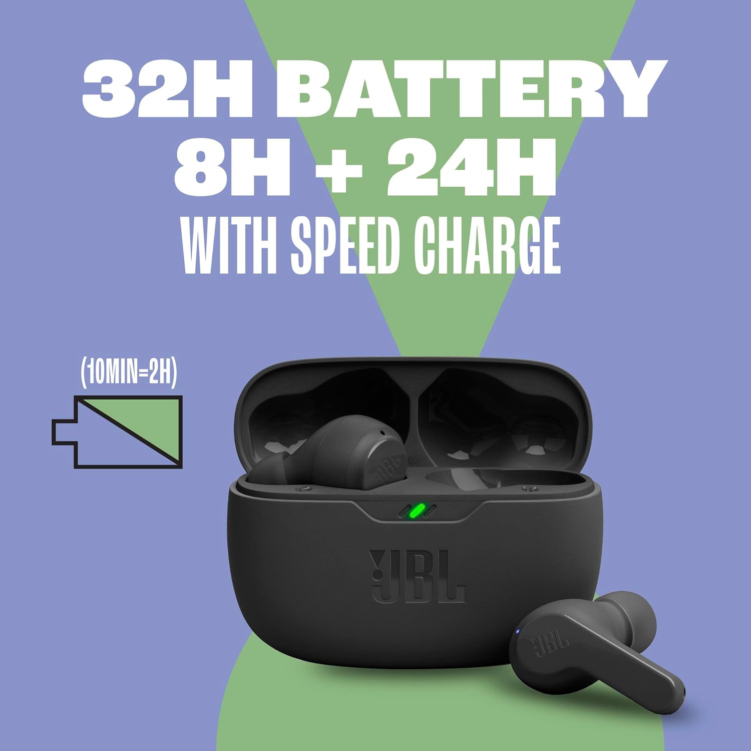True wireless earbuds featuring JBL's signature deep bass sound.