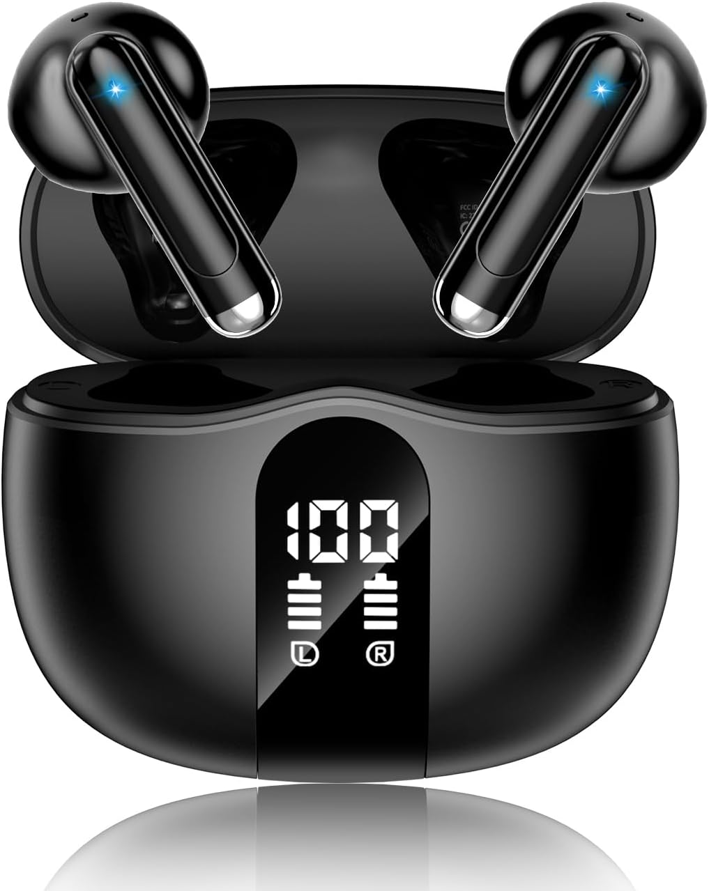 2026 model Bluetooth 5.4 headphones featuring deep bass stereo sound and a noise-canceling microphone.