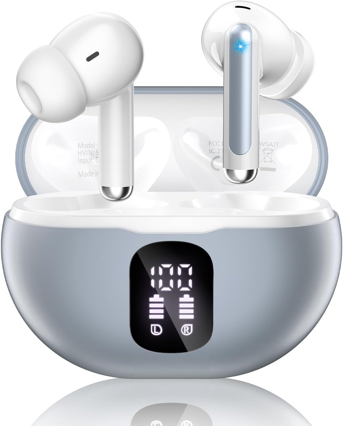 2026 model Bluetooth 5.4 headphones featuring deep bass stereo sound and a noise-canceling microphone.