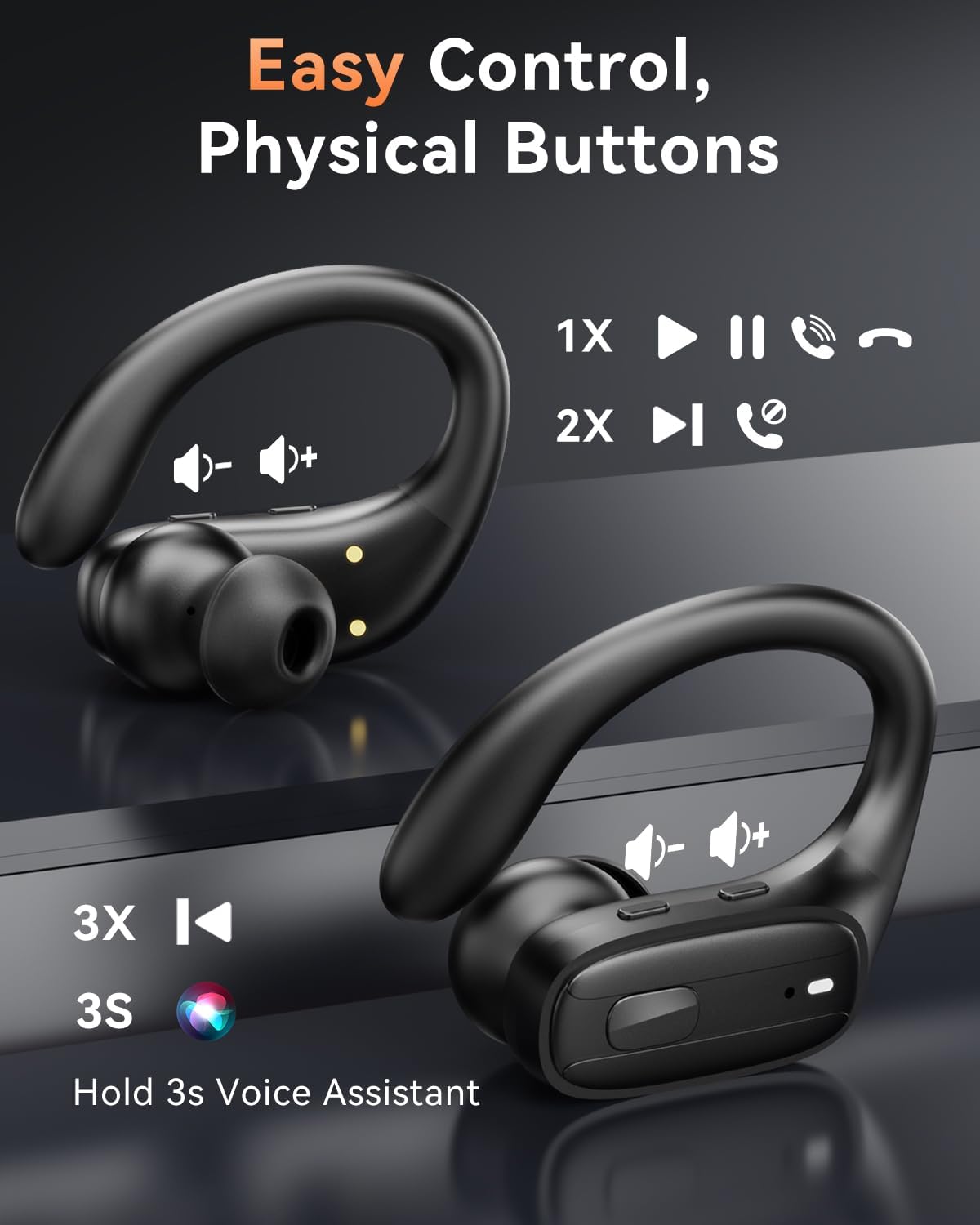 Wireless Earbuds — Bluetooth 5.4 Headphones, Sports Ear-Hook Design