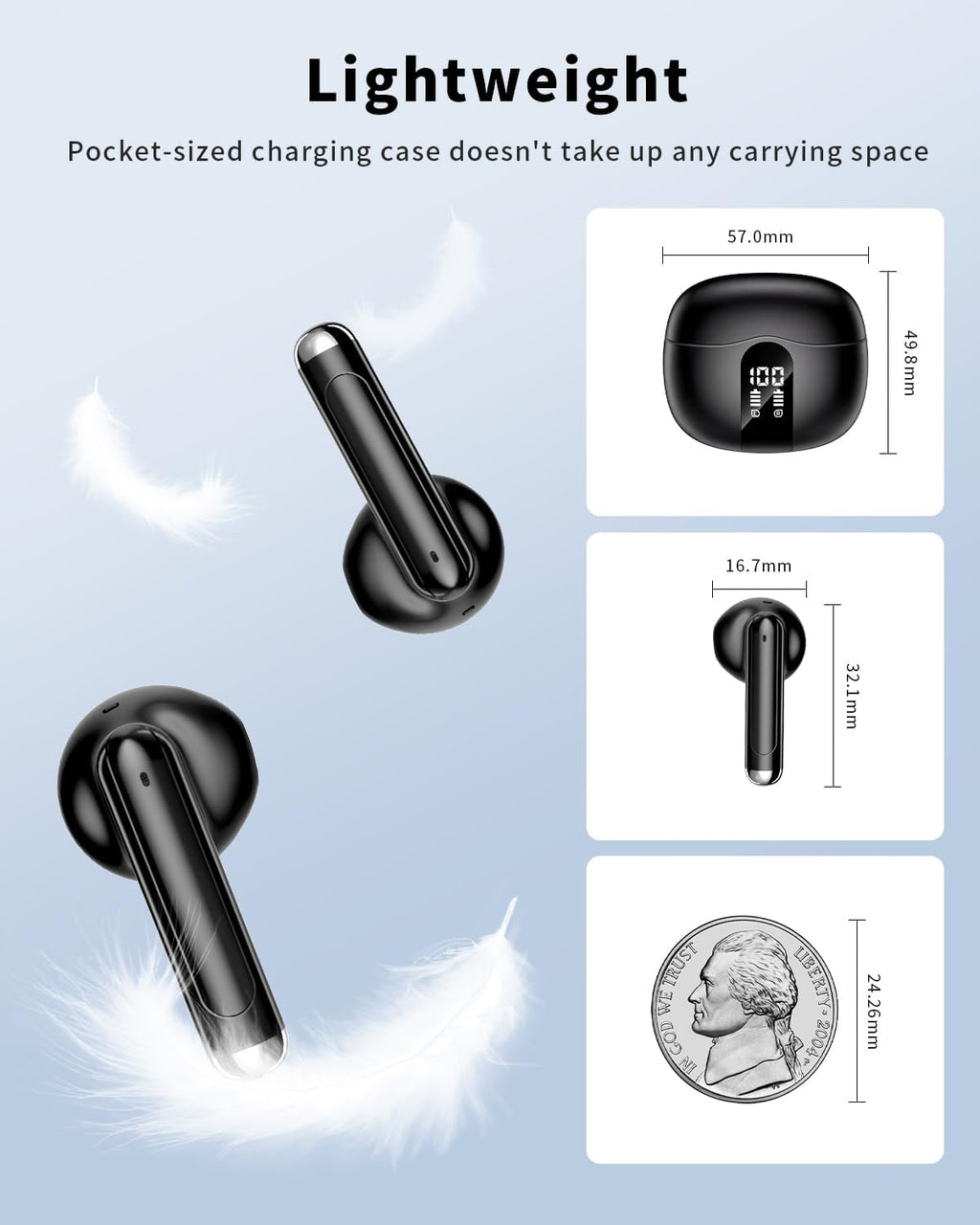 2026 model Bluetooth 5.4 headphones featuring deep bass stereo sound and a noise-canceling microphone.