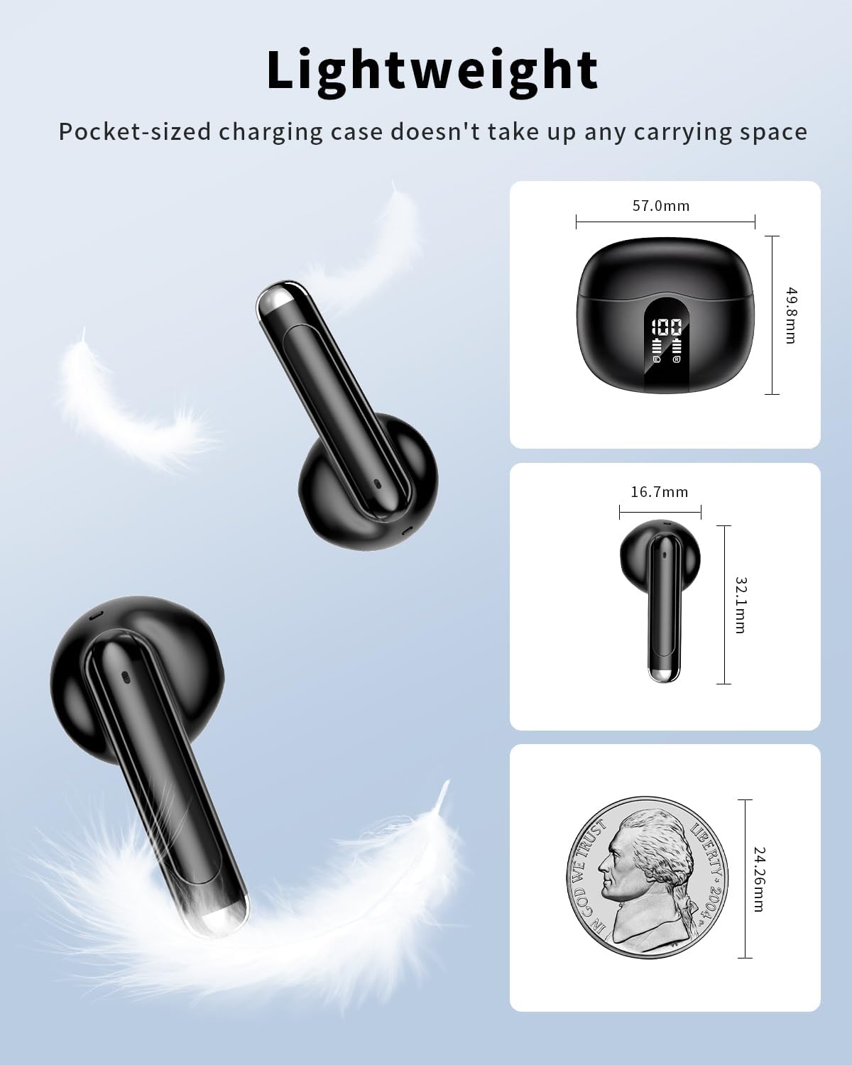 2026 model Bluetooth 5.4 headphones featuring deep bass stereo sound and a noise-canceling microphone.