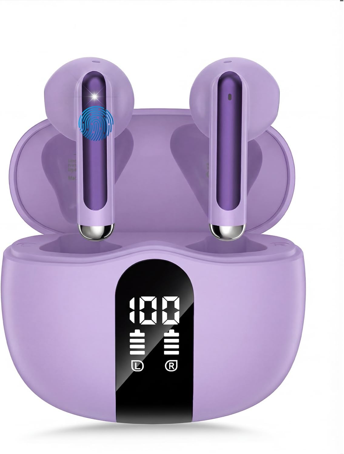2026 model Bluetooth 5.4 headphones featuring deep bass stereo sound and a noise-canceling microphone.
