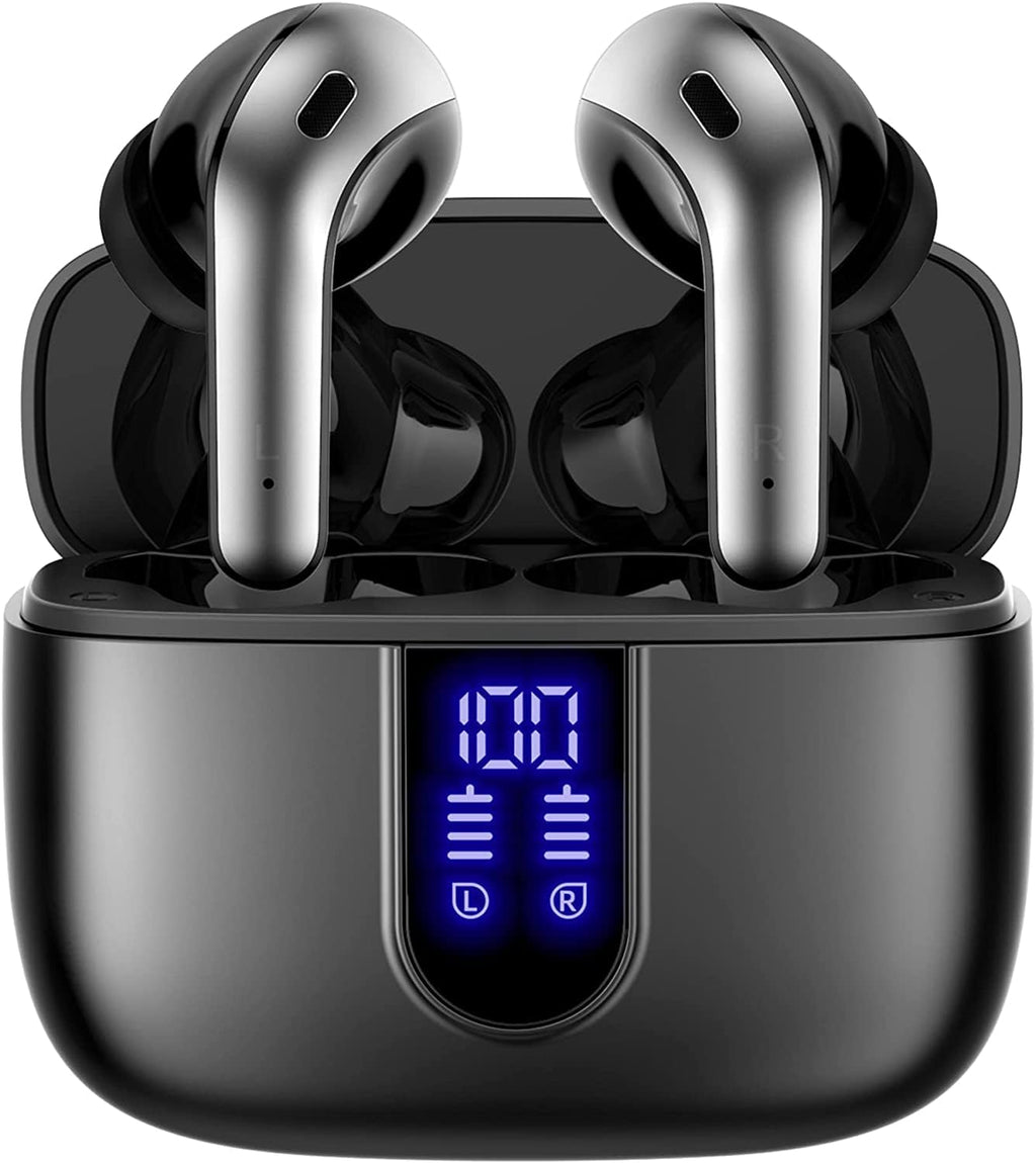 Bluetooth Earbuds: 60-Hour Battery Life, Wireless Charging Case, IPX5 Waterproof In-Ear Headphones (with Microphone)