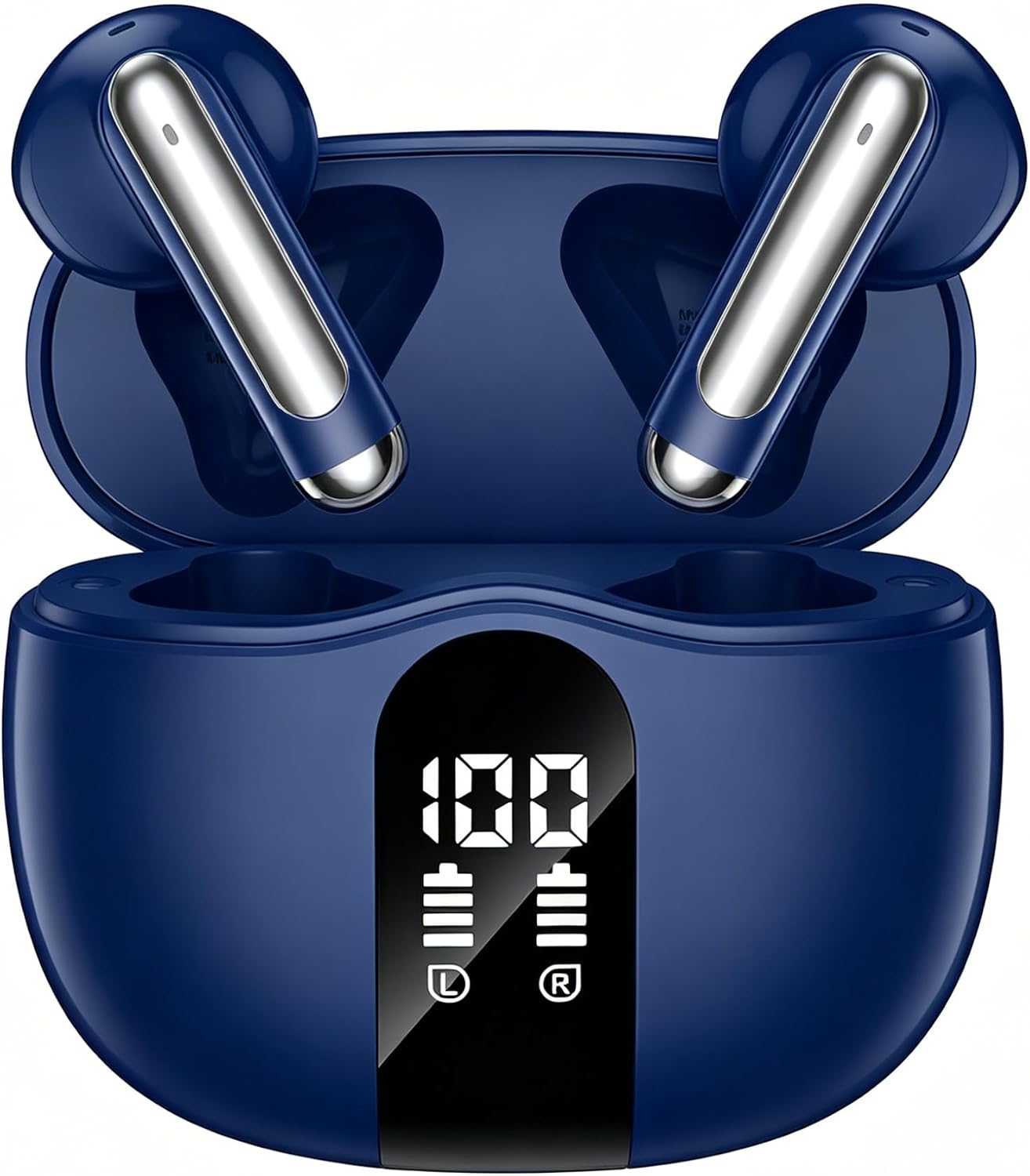 2026 model Bluetooth 5.4 headphones featuring deep bass stereo sound and a noise-canceling microphone.