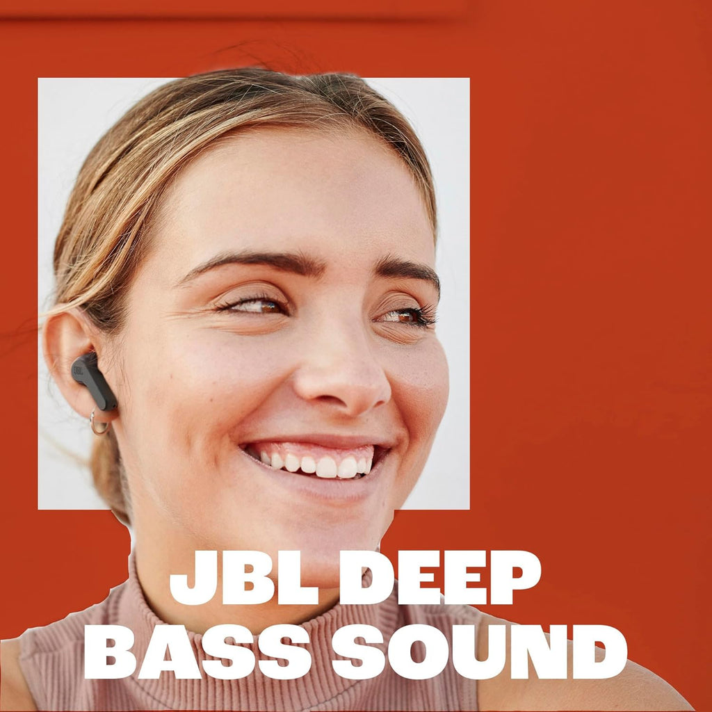 True wireless earbuds featuring JBL's signature deep bass sound.