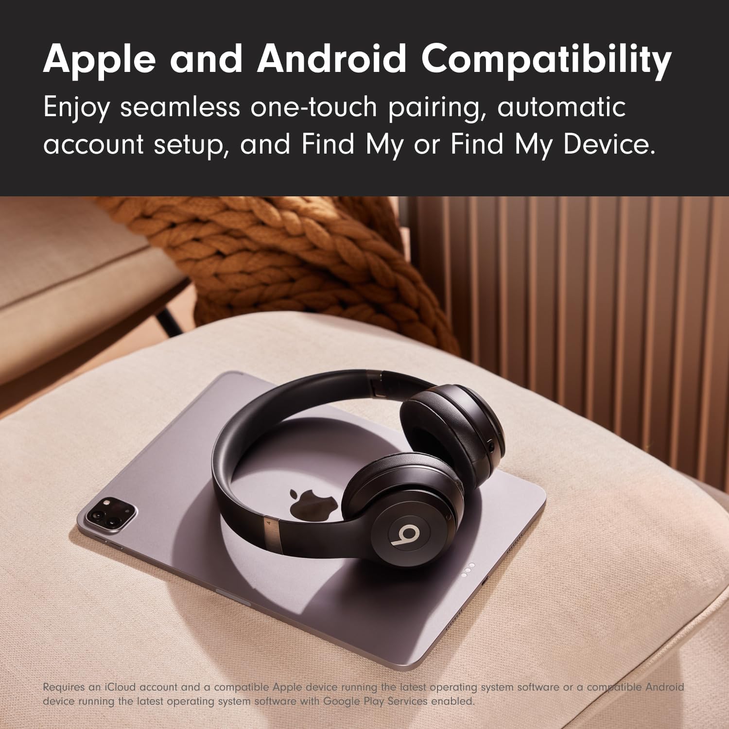 Wireless on-ear Bluetooth headphones.