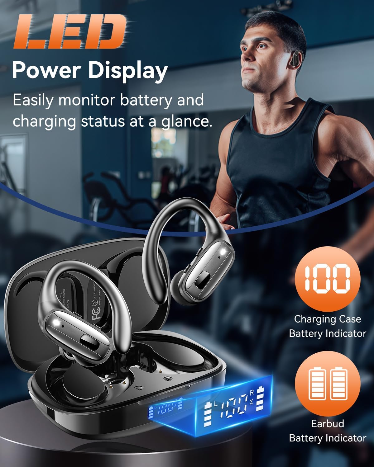 Wireless Earbuds — Bluetooth 5.4 Headphones, Sports Ear-Hook Design