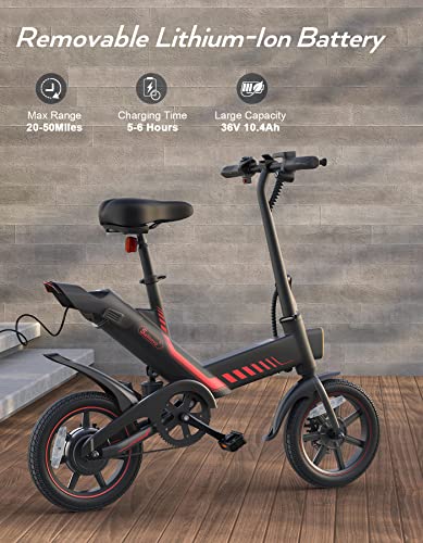 Sailnovo 14'' Electric Bicycle for Adults and Teenagers. Folding Electric Bike with Built-in Li-ion Battery
