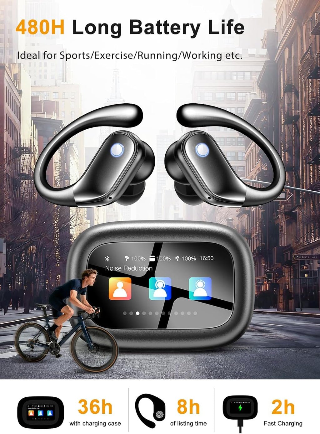 Wireless Earbuds — Bluetooth 5.4 Sports Earphones with Smart Charging Case