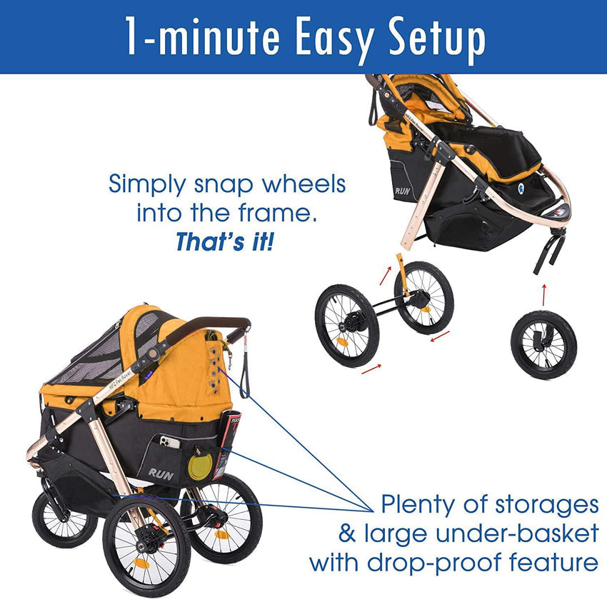 Jogging Sports Stroller with Comfort Rubber Wheels/Zipper-Less Entry/1-Hand Quick Fold/Aluminum Frame for Small/Medium Dogs. Cats and Pets (Green Camo)