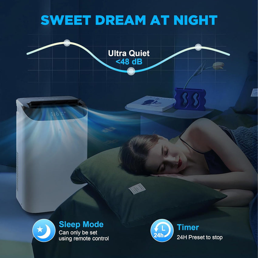 Portable Air Conditioners with Remote Control. 3-in-1 Free Standing Cooling AC Unit with Fan & Dehumidifier. Cools Room up to 700 sq.ft. Smart/Sleep Mode.3 Speed.Auto Swing.24H Timer