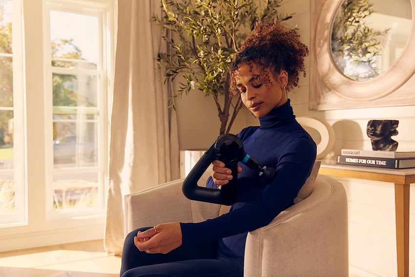 TheraGun Elite Ultra-Quiet Percussion Massage Gun for Deep Tissue Muscle Pain Relief. Handheld Electric Massager Perfect for Neck. Back. and Full Body Tension. Bluetooth and USB-C Charging. 5th Gen
