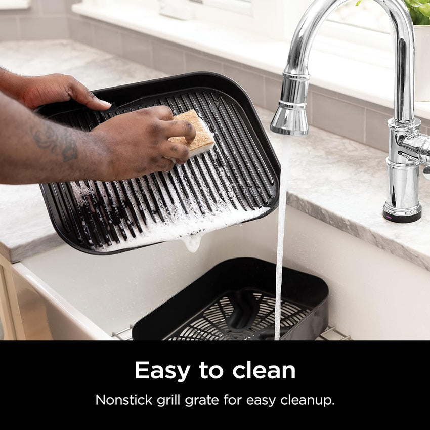 7-in-1 Grill & Smoker with Thermometer. Air Fryer. BBQ. Bake. Roast. Broil - Portable Electric Outdoor Grill. Grey