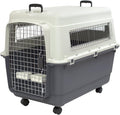 SportPet Designs Plastic Kennels Rolling Plastic Airline Approved Wire Door Travel Dog Crate. XXX-Large. Gray